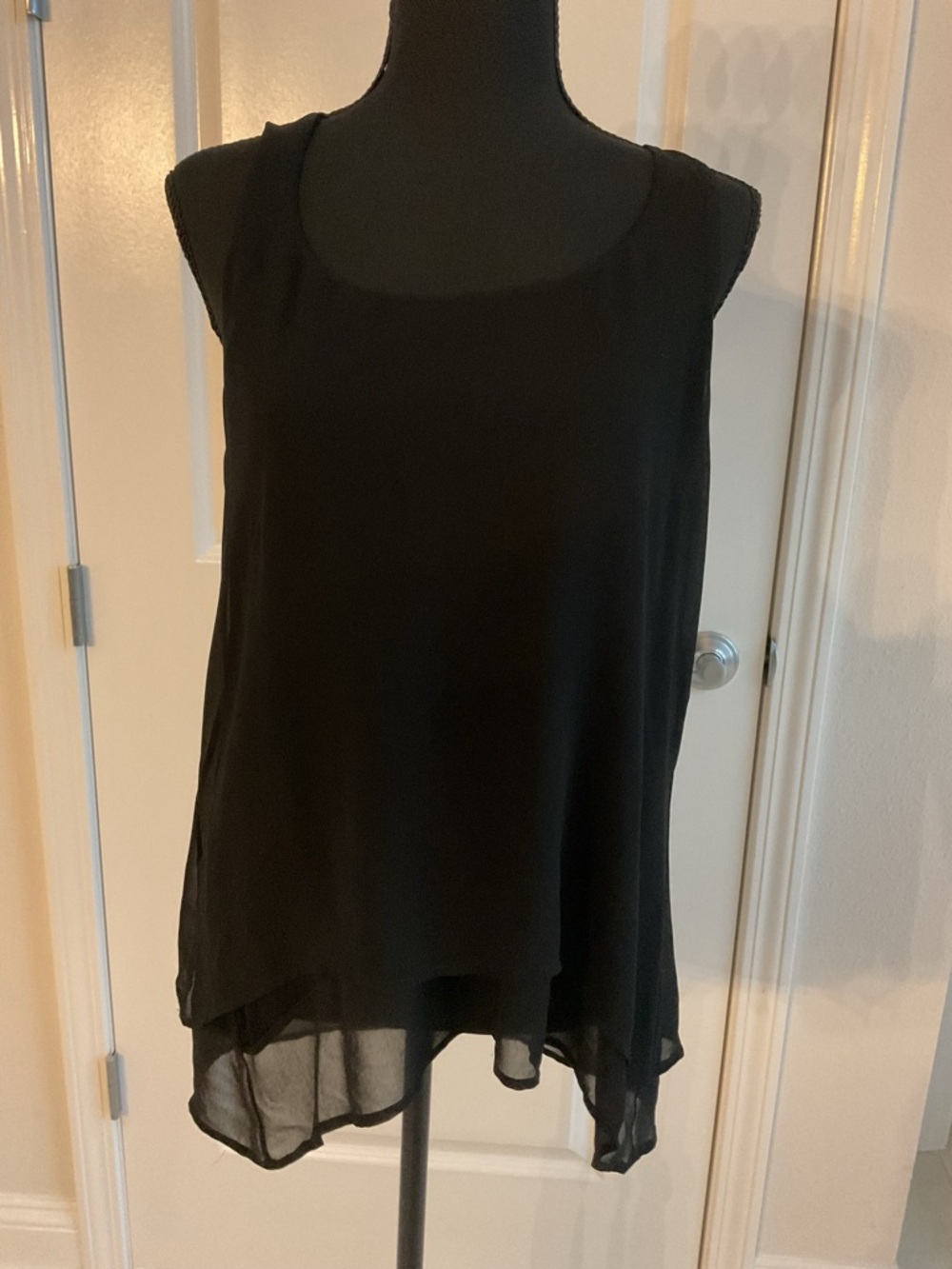 White House Black Market Black Layered Chiffon Camisole